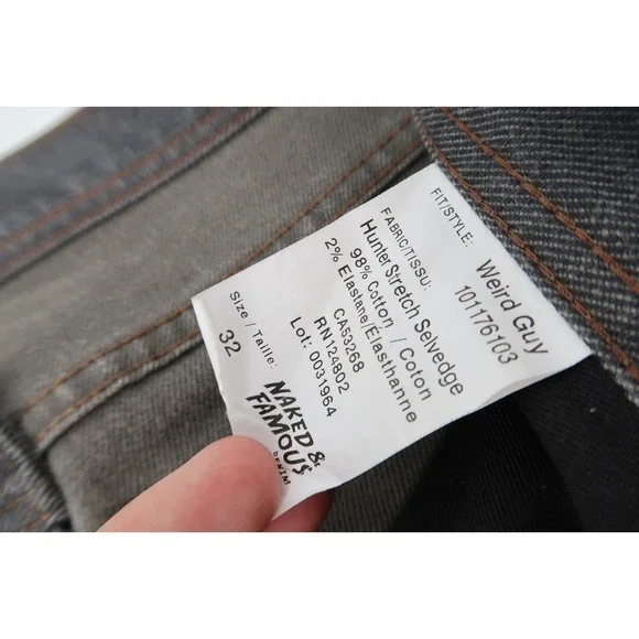 Naked & Famous Weird Guy Hunter Stretch Selvedge Denim Jeans Mens 32 Red Lined - Picture 4 of 13